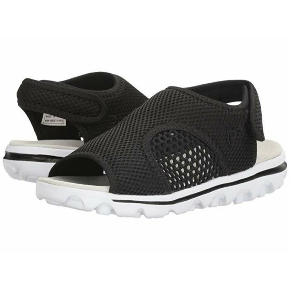 Propet TravelActiv Sport Sandal  Black  Mesh Open Toe Slingback Womens 7 M(B)